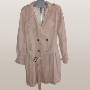 GAP 2012 Blush Pink Trench Coat – XL Bubbly Fit, Belted, Double-Breasted